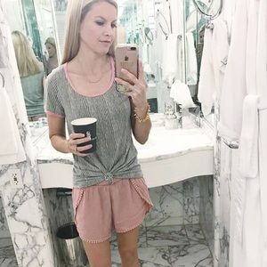 Pink shorts w/ pom pom trim